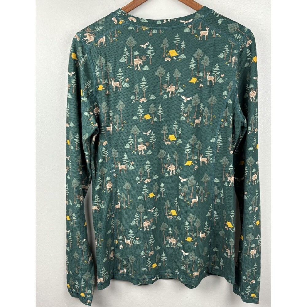 Duluth Trading Women Buck Naked Base Layer Medium L/S Green Deer Forest Print - Picture 8 of 9